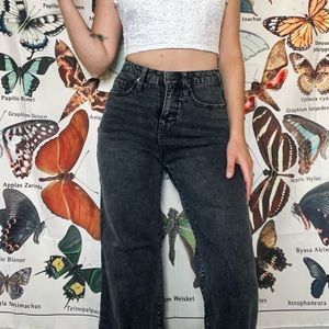 Cute black wide leg high rise jeans